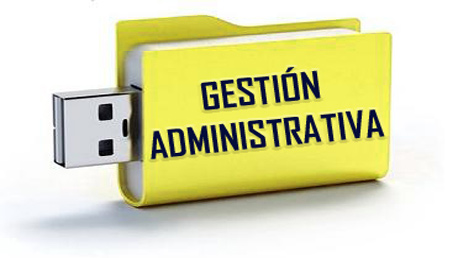 Dibujo de una memoria USB con el rótulo 'Gestión Administrativa'